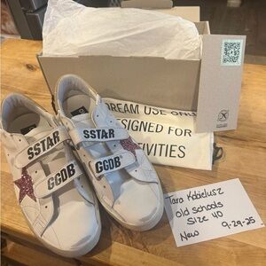 Golden Goose old school White Sneakers with Pink Glitter Star NIB